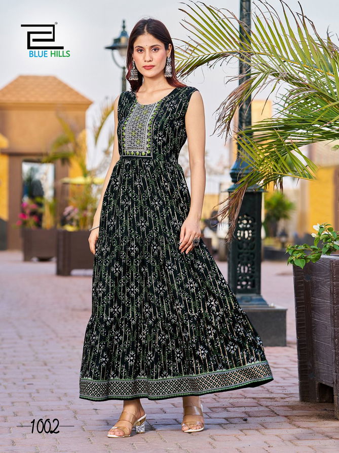 Cocktail By Blue Hills Printed Plus Size Anarkali Kurtis Catalog
